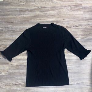 EUC ANNA ROSE Ribbed Ruffle Shirt Sleeve Sweater Top L